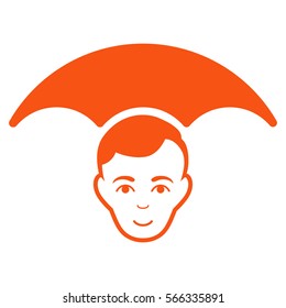 Head Umbrella vector icon. Flat orange symbol. Pictogram is isolated on a white background. Designed for web and software interfaces.