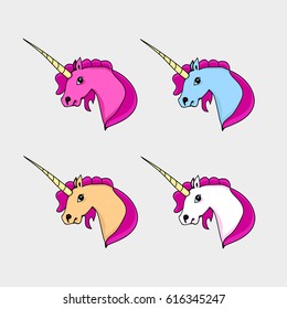 The head of the unicorn (collection). Vector illustration