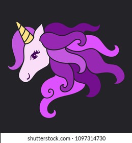 Head of the unicorn. Design element for print on clothes.