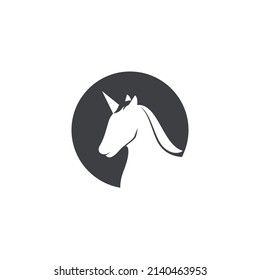 Vector de diseño de unicornio de cabeza. Logo de Unicornio