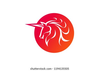 Head of Unicorn Line Art Logo Design