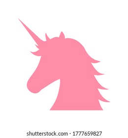 head of the unicorn, vector illustration. pink silhouette on a white background. icon. mystical animal.