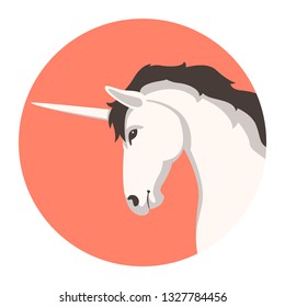 head unicorn,   vector illustration, profile side