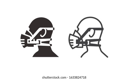 Head using Respirator Mask icon. For Medical, Infographic, web, etc
