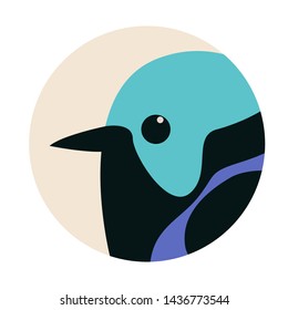 head Variegated Fairy Wren bird,vector illustration,flat