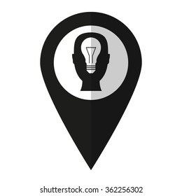 Head - vector icon;  black map pointer