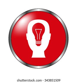 Head - vector icon on  the red button