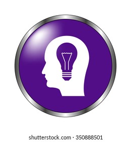 Head - vector icon; violet button