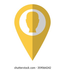 Head - vector icon;  yellow map pointer