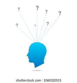 Head, vector illustration. Confused mind.