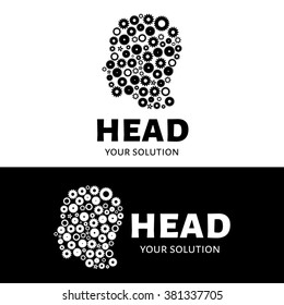 The head vector logo of gears. Brand logo in the form of gears