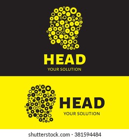 The head vector logo of gears. Brand logo in the form of gears