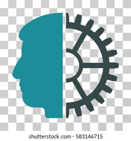 Head vector pictogram. Illustration style is a flat iconic bicolor soft blue symbol on a transparent background.