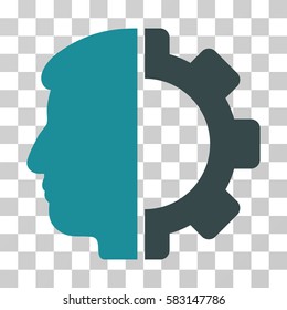 Head vector pictogram. Illustration style is a flat iconic bicolor soft blue symbol on a transparent background.