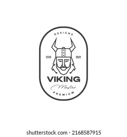 head viking with beard and horns helm logo design vector graphic symbol icon illustration creative idea