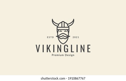 Head viking line logo symbol icon vector graphic design illustration