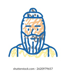 head viking mittelalterlichen doodle Symbol Skizze Vektor. mittelalterliches Wikingerzeichen. einzelne Symbolgrafik