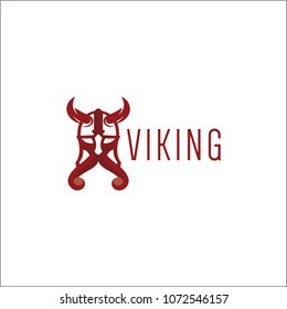 Head of Viking wearing a helmet. Logo barbarian
