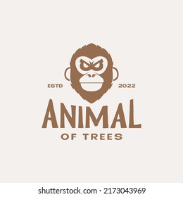head vintage colored monkey logo design vector graphic symbol icon illustration creative idea