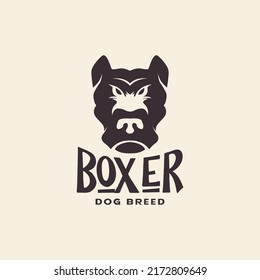 head vintage dog boxer logo design vector graphic symbol icon illustration creative idea
