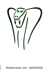 Head of viper with green eyes for logo.
