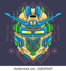 Ilustración del robot guerrero de la cabeza. Ilustración del robot guerrero de la cabeza