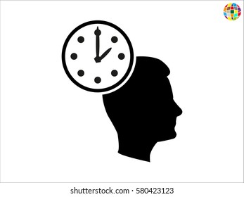 head, watch, icon, vector illustration eps10