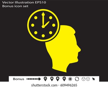 head, watch, icon, vector illustration eps10