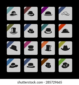 head wear hat gentleman icon set