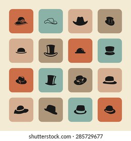 head wear hat gentleman icon set