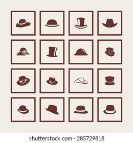 head wear hat gentleman icon set