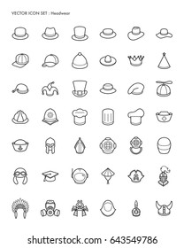 Head wear icon set