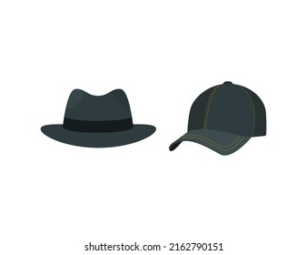 Ilustraciones de conjunto de vectores de cabeza Emoji. Ropa de cabeza Emoticonos
