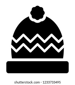 Head wear woolen cap glyph icon 