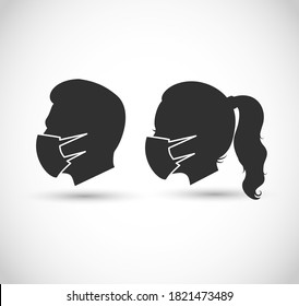 Head wearing mask vector icon