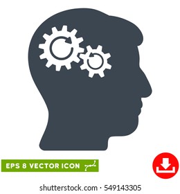 Head Wheels Rotation EPS vector pictograph. Illustration style is flat iconic smooth blue symbol on white background.