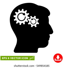 Head Wheels Rotation EPS vector pictogram. Illustration style is flat iconic black symbol on white background.