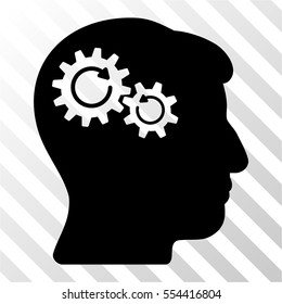 Head Wheels Rotation vector icon. Illustration style is flat iconic black symbol on a hatch transparent background.