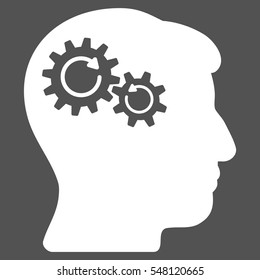 Head Wheels Rotation vector pictogram. Style is flat graphic symbol, white color, gray background.
