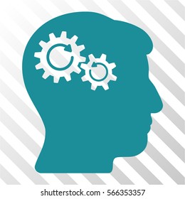 Head Wheels Rotation vector pictogram. Illustration style is flat iconic soft blue symbol on a hatched transparent background.