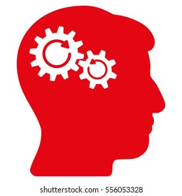 Head Wheels Rotation vector pictograph. Style is flat graphic symbol, red color, white background.