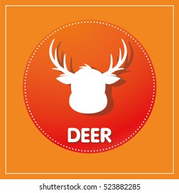 Head of white deer on orange background