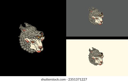diseño de mascota vectorial de cabra blanca de cabeza