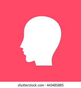Head white icon on magenta color background. Eps-10.