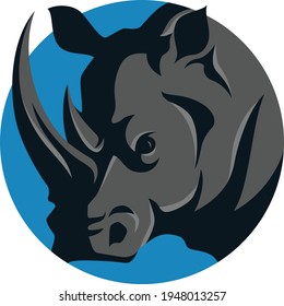 Head of White Rhino Logo Design