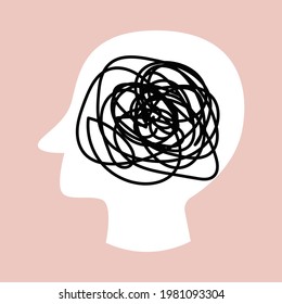 Head White Silhouette Tangled Line Inside Stock Vector (Royalty Free ...