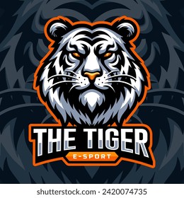 Head of white tiger vector esport logo illustration