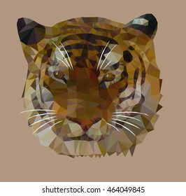 Head of a wild Indian tiger. Work is performed in a manner polygonal graphics.