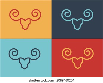 Head Wildebeest Logo Template, Simple Flat Icon of head,animal,wildlife