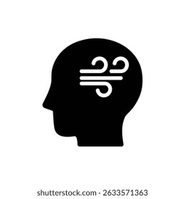 Kopf mit Windsymbol für das Räumen von Gedanken und geistiger Klarheit